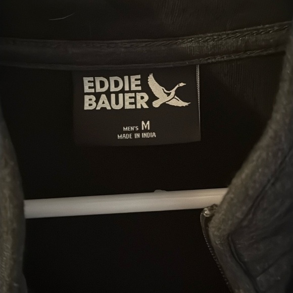 Eddie Bauer Gray Quarter Zip Sweater with Quilted Texture - Picture 2 of 3